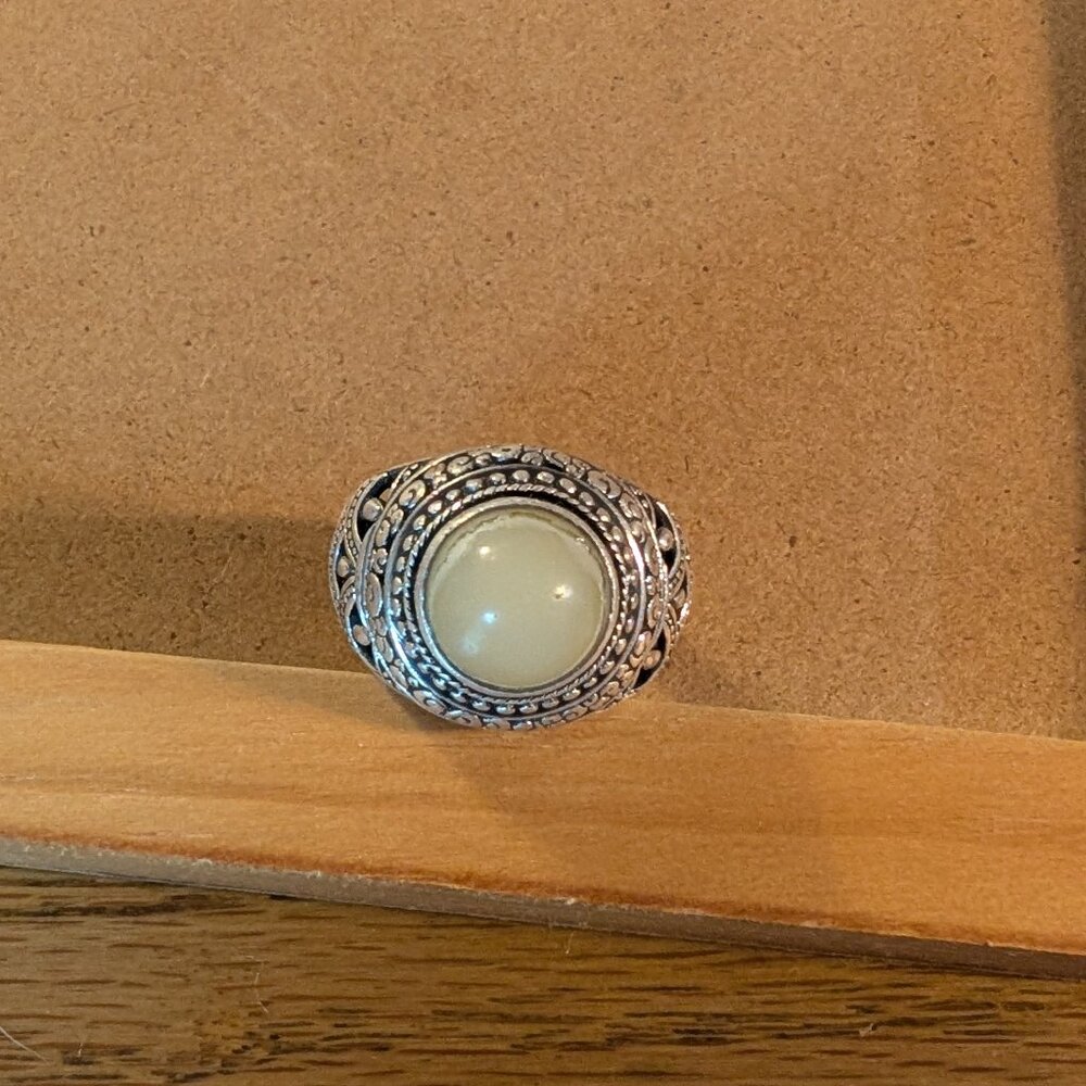 Sterling silver moonstone ring.